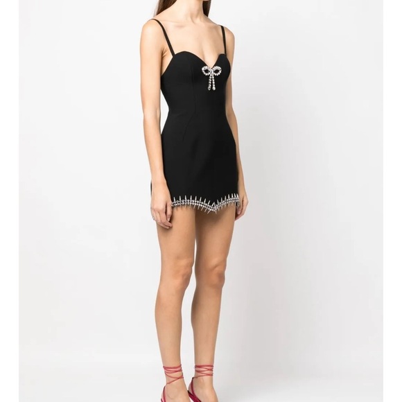 AREA Black Crystal Bow Mini Dress - Picture 5 of 7